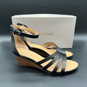 Franco Sarto Dutch Black Leather Sandals